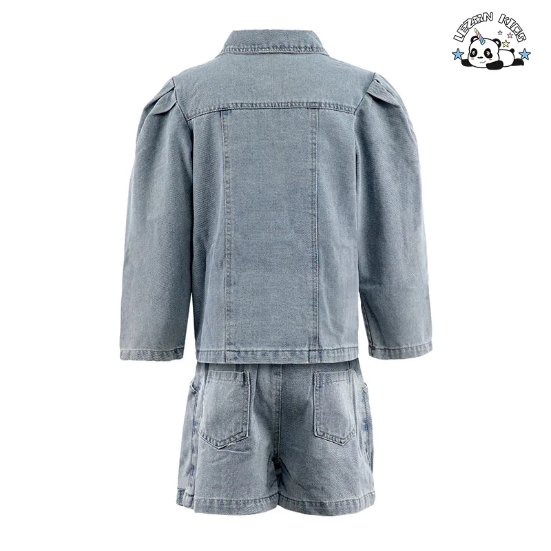 LEZONKIDS - Customizable Spring Autumn Denim Breathable Sets Jacket Skirts Girls Clothing Sets for 2-14T